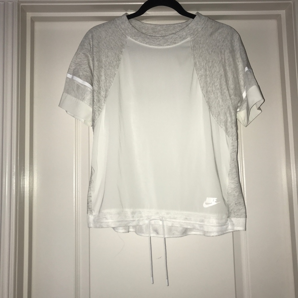 Nike White Draw String Waist Top With Mesh Accents - image 1